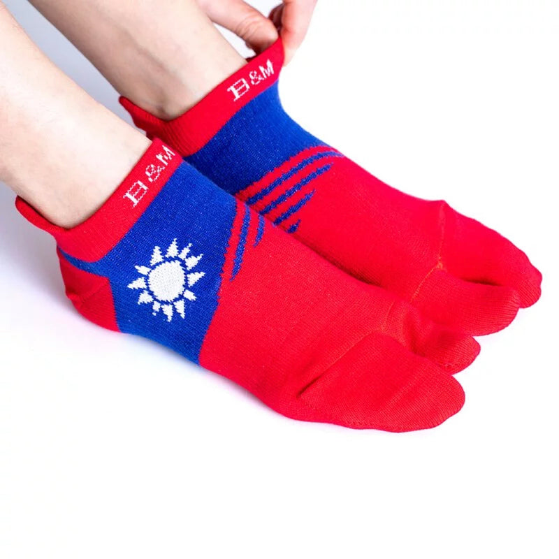 【母子鱷魚】機能國旗二趾襪 紅 六雙 BFJ111 6pcs