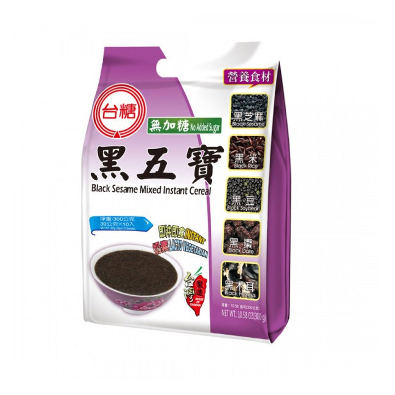 【台糖】無加糖黑五寶 10入/ 袋 No Sugar Added Black Sesame Mixed Instant Cereals 300g