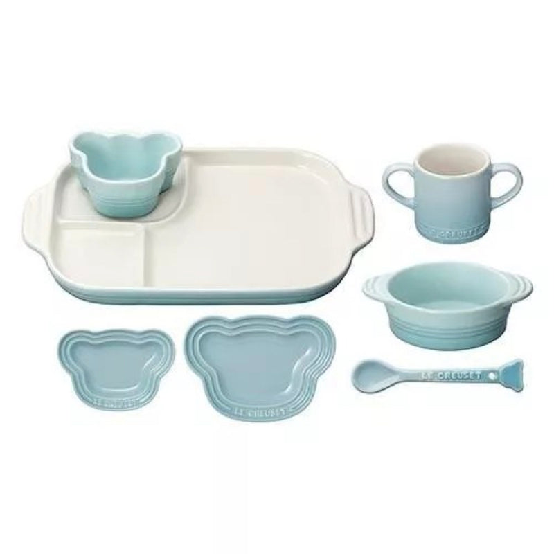 ❥❥❥ 凱莉推薦 ❥❥❥ LC 亞洲版 嬰兒餐桌用具套組 7入(粉彩藍)