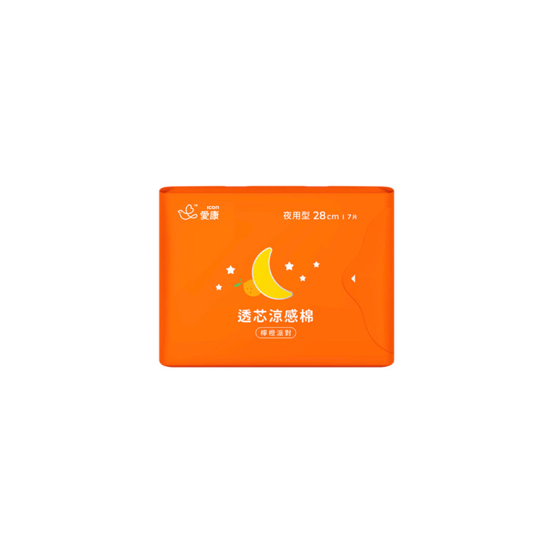 【愛康】透芯涼感棉 檸橙派對 夜用型 28cm 7片