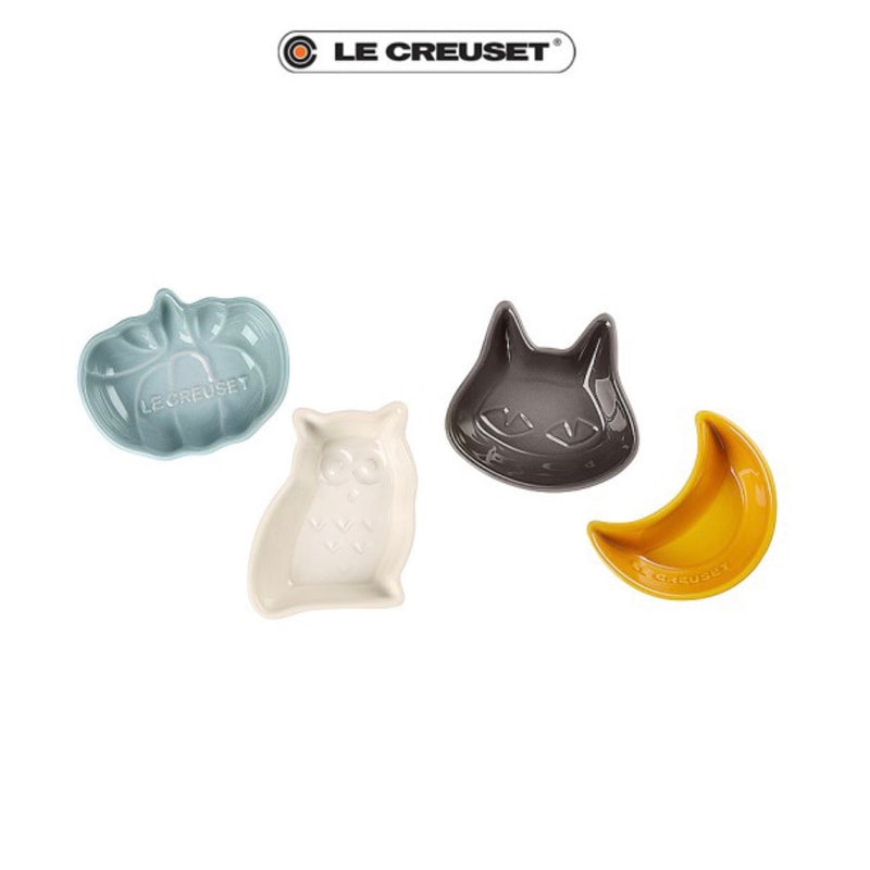日本 Le Creuset 瓷器萬聖節迷你醬料碟四入組（杏桃黃/ 海洋之花/ 蛋白霜/ 燧石灰)