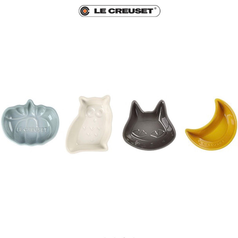 日本 Le Creuset 瓷器萬聖節迷你醬料碟四入組（杏桃黃/ 海洋之花/ 蛋白霜/ 燧石灰)