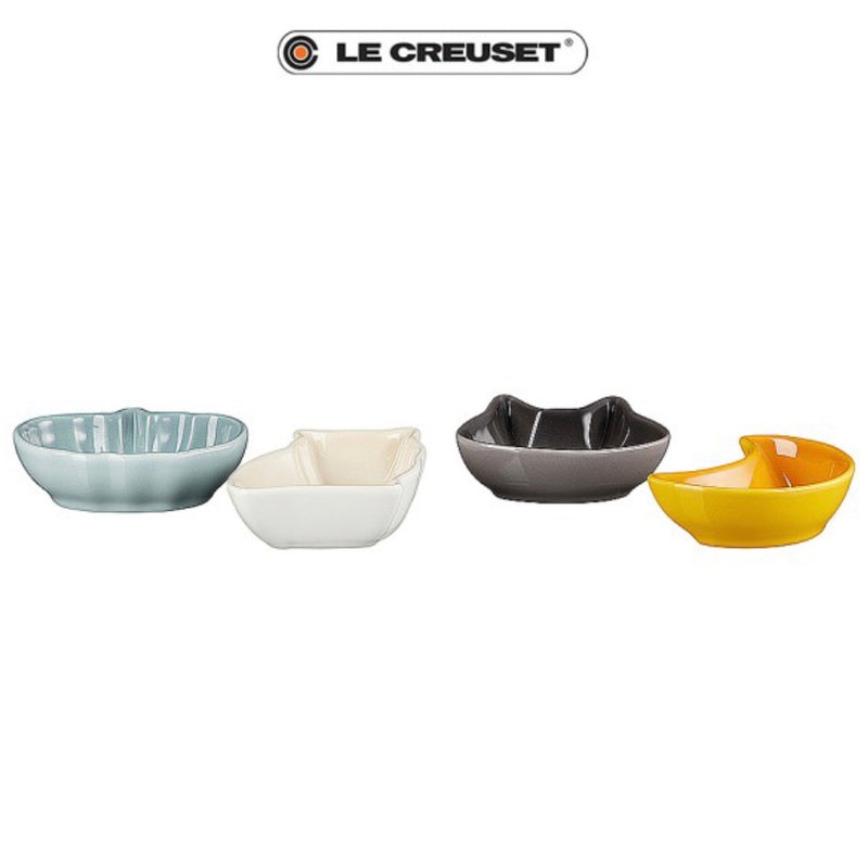 日本 Le Creuset 瓷器萬聖節迷你醬料碟四入組（杏桃黃/ 海洋之花/ 蛋白霜/ 燧石灰)
